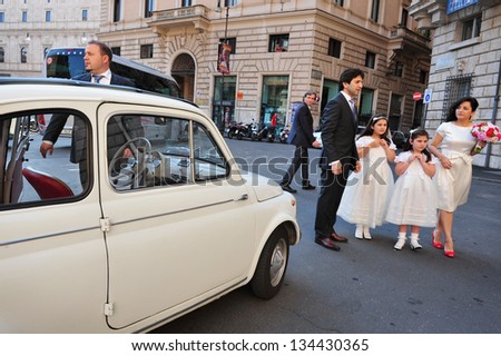 ROME - APRIL 28: Italian wedding in Rome Italy on April 28 2011.Italy has a relatively low rate of divorce, with only about 10 percent of marriages failing.