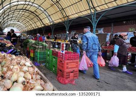 SDEROT - DEC 29:Vegetables on display on Dec 29 2009 in Sderot market. Israel is a world-leader in agricultural technologies, while only 20% of the land is arable it produces 95% of its own food.