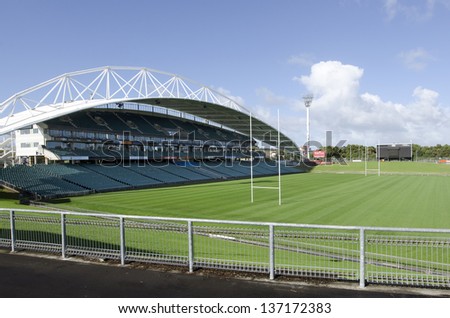 AUCKLAND, NZ - APRIL 25:North Harbour Stadium on April 25 2013 in Auckland, New Zealand. It opened in 1997 at the coast of NZ$41 million and has an official capacity of 25,000 for sporting events.