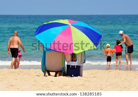 ASHKELON - JULY 09:Israelis in Ashkelon beach on July 09 2011.It\'s the southernmost city on the Israeli Mediterranean shoreline with 12 km of beautiful beaches attracts Israelis and foreign tourists.