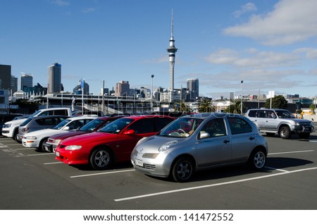 Auckland - June 02:Cars In A Parking Lot On June 02 2013.There Is A Growing Shortage Of Car Park Spaces In The Auckland Cbd. Approximately 800 Car Parks Have Gone Since 2007.