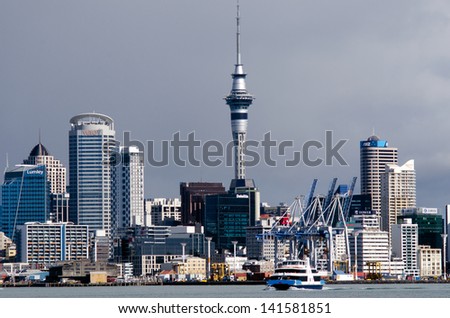 AUCKLAND,NZ - MAY 30:Auckland Skyline on May 30 2013.It\'s the largest and most populous urban area in the country. It has 1,397,300 residents, which is 32 percent of the country\'s population.