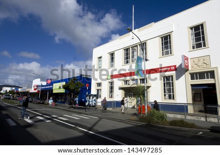 KAITAIA, NZ - JUNE 21:Kaitaia main road on June 21 2013.It's a town in the far north region of New Zealand and the last major settlement in the north island of NZ.