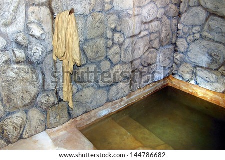 QUMRAN, ISR - SEP 27:Ancient mikvah on September 27 2007.It\'s a bath used for the purpose of the ritual immersion in Judaism according to the Jewish family purity law.
