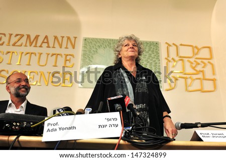 REHOVOT, ISR - OCT 07:Ada Yonath on Oct 07 2009.She is the first woman from the Middle East to win a Nobel prize in the sciences and the first woman in 45 years to win the Nobel Prize for Chemistry.