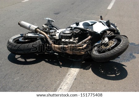 ASHKELON, ISR - JULY 22: Motorbike accident on July 22 2006. Motorcycles have a higher fatality rate per unit of distance travelled when compared with automobiles.