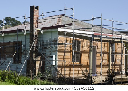 KAITAIA, NZ - AUG 29:Historic European house repair on Aug 29 2013. Kaitaia is one of New Zealand\'s oldest European towns, it dated back to 1834 when land for a Mission Station was formally paid for.