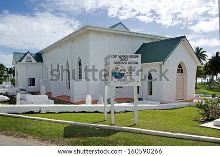 AITUTAKI - SEP 20:Aitutaki Cook Islands Christian Church (CICC) on Sep 201 2013.Aitutaki people were the first to accept Christianity and It\'s the oldest church in Cook Island.