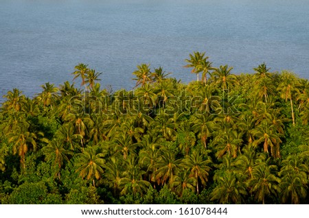 AITUTAKI - SEP 16:Aerial view of small tropical island in Aitutaki Lagoon, Cook Islands on Sep 16 2013. The great naturalist, Charles Darwin visited the island in the \