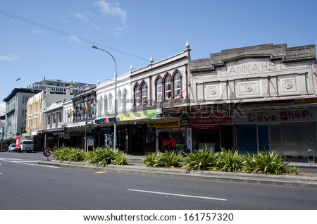 AUCKLAND, NZ - OCT 07:An old store building in Karangahape (K) Road on Oct 07 2013.It considered to be one of the cultural centers of Auckland known for cafes and boutique shops.