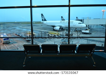 AUCKLAND - DEC 31:Air New Zealand planes in Auckland International Airport on Dec 31 2014.In 2001, Air New Zealand was re-nationalised under a New Zealand government NZ$885 million rescue plan.