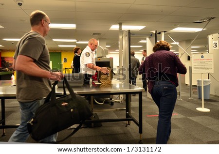 Auckland - Dec 31:Airport Security Station On Dec 31 2013.Since The 1970s, Air Terrorism, Hijackings And Bombings Became The Method Of Choice For Subversive, Militant Organizations Around The World.