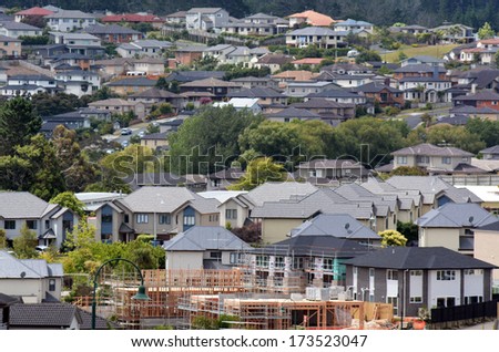 AUCKLAND,NZ - JAN 11:New Homes on JAN 11 2014.House prices are booming around New Zealand - with the average price of an Auckland city home rocketing to $735,692