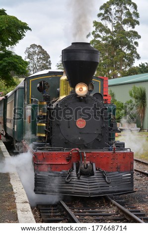 KAWAKAWA,NZ - JAN 11:Gabriel steam engine on Jan 11 2014.Gabriel, built in 1927 is a fine example of a working steam engine and is the only one in her class left in the world.