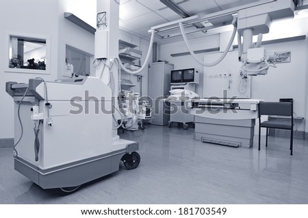 KAITAIA, NZ - MAR 13 2014: Interior of X-ray room.X-ray is a common imaging test help doctors view the inside of the body without having to make an incision.