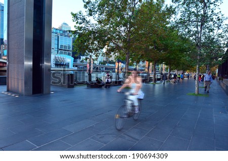 MELBOURNE - APR 14, 2014:Visitors at Melbourne southbank Promenade.It is one of the primary business centers and also one of the most densely populated areas of Greater Melbourne.