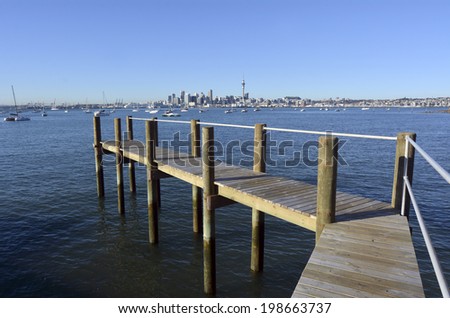 AUCKLAND, NZ - MAY 27 2014:Auckland downtown skyline.Auckland has been rated one of the world\'s top 10 cities to visit by travel bible Lonely Planet.