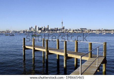 AUCKLAND, NZ - MAY 27 2014:Auckland downtown skyline.Auckland has been rated one of the world\'s top 10 cities to visit by travel bible Lonely Planet.