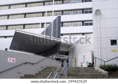 AUCKLAND - MAY 29 2014:North Shore hospital.It\'s provides health services to approximately 560,000 residents of the North Shore area.The Emergency Department staff service 60,000 cases each year.