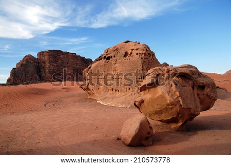 Wadi Rum, Jordan desert landscape. Natural rock formation