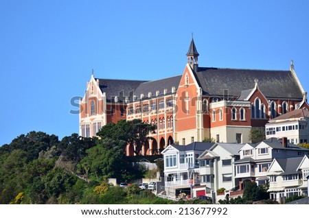 WELLINGTON - AUG 22 2014:St Gerard\'s Monastery on Mt Victoria.The Monastery and Church, built in 1932 and 1908 respectively, are considered a historic landmark in Wellington, New Zealand