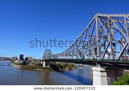 BRISBANE, AUS - SEP 26 2014:The Story Bridge.It's the longest cantilever bridge in Australia, spanning the Brisbane River in Queensland, Australia carries vehicular, bicycle and pedestrian traffic.