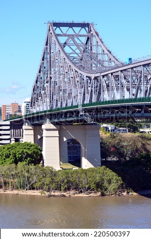 BRISBANE, AUS - SEP 26 2014:The Story Bridge.It's the longest cantilever bridge in Australia, spanning the Brisbane River in  Queensland, Australia carries vehicular, bicycle and pedestrian traffic.