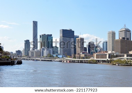 RISBANE, AUS - SEP 24 2014: Brisbane Skyline. Brisbane is the third largest capital city by geographic area in the world, occupying some 1,140km2