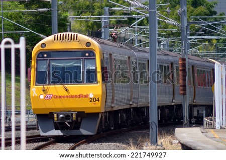 BRISBANE, AUS - SEP 26 2014: Queensland Rail train.Queensland Rail have 48.5 million customer journeys on the City network (south-east Queensland) per year