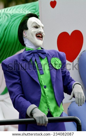 GOLD COAST, AUS -  NOV 06 2014:The Joker in Movie World Gold Coast Australia.It\'s one of the most iconic characters in popular culture and the greatest comic book fictional villain ever created.