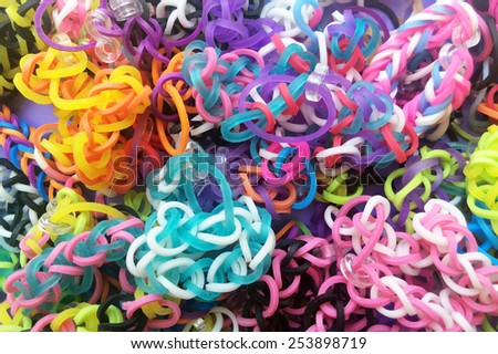 Colour rubber bands abstract background texture.
