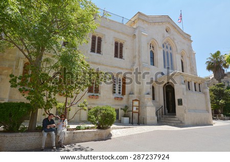 JERUSALEM, ISR - MAY 05 2015:Christ Church in Jerusalem,  Israel.Christ Church is an evangelical Anglican congregation and the oldest Protestant Church in the Middle East.