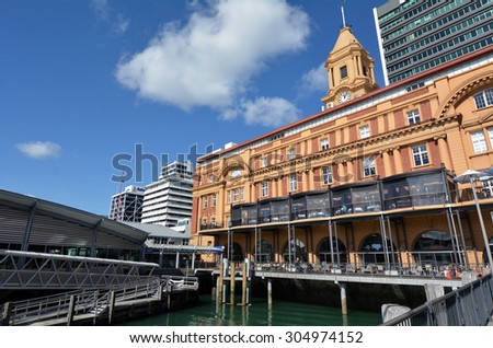 AUCKLAND - AUG 10 2015:Auckland Ferry Terminal.It\'s the hub of the Auckland ferry network that connects Auckland City with North Shore City and locations in Waitakere and Manukau City.