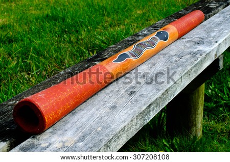 QUEENSLAND, AUS - DEC 20 2014:Australian Didgeridoo.It\'s a wind instrument developed by Indigenous Australians of northern Australia about 1,500 years ago.It is popular in Australia and around the world.