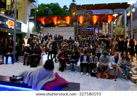 AUCKLAND - OCT 13 2015:People participate in the public Artweek Auckland event. It\'s a visual arts festival provided by galleries, across Auckland to expand the visual arts audience through discovery.