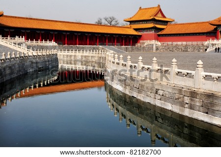 Architecture building and decoration of the Forbidden City in Beijing city, China