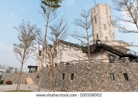 side view of smoke house restaurant at khaoyai, north east of thailand, asia