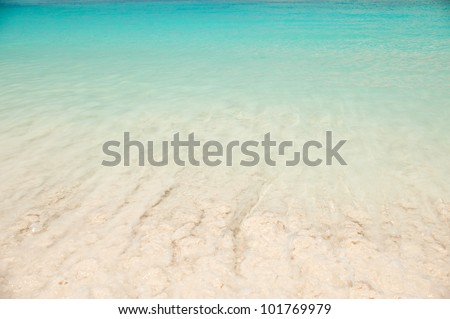 A beautiful blue sea from above with wave on a beach, Andaman sea, Tachai island, south of Thailand, South east of Asia