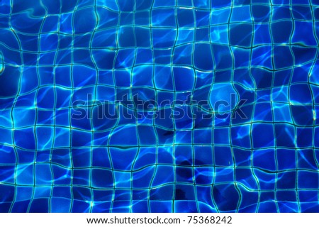 A pool with blue ceramic tiles and water ripple effect