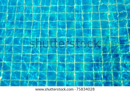 A pool with blue ceramic tiles and water ripple effect