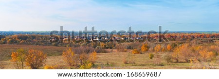 Panorama, landscape, autumn day on the community