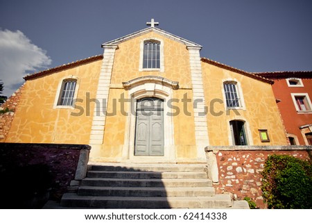 a small church in roussillon, provence, France. All buildings have extremely beatiful colors in roussillon.