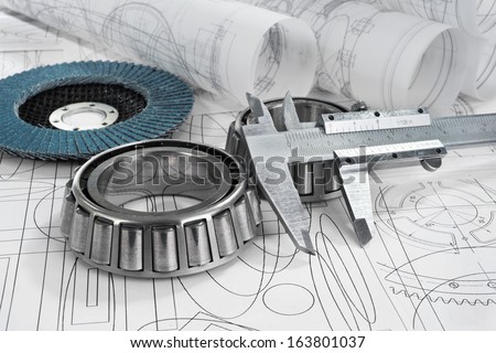 roller bearings, gauge, grinding disc  and drawings