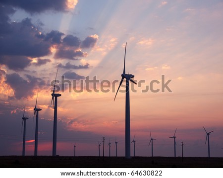 Wind turbines farm. Alternative energy source