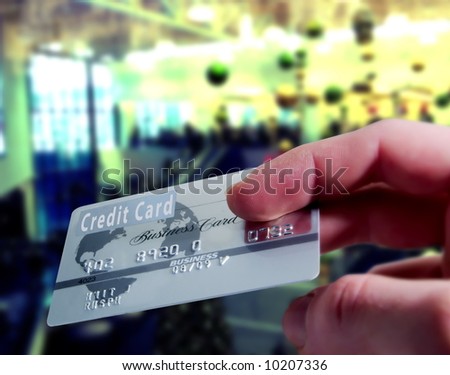 Purchasing with a credit card in a shopping mall