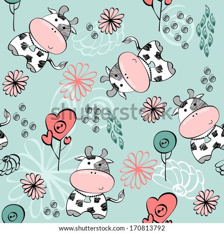 babies hand draw seamless pattern with cows babies hand draw seamless pattern with cows