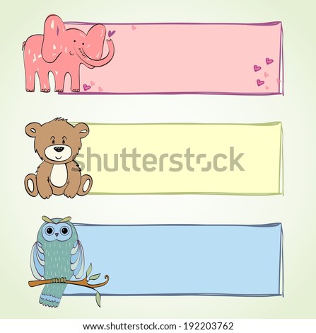 hand drawn baby banners with cute animals