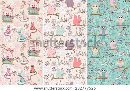vector hand draw seamless pattern with animals vector hand draw seamless pattern with animals
