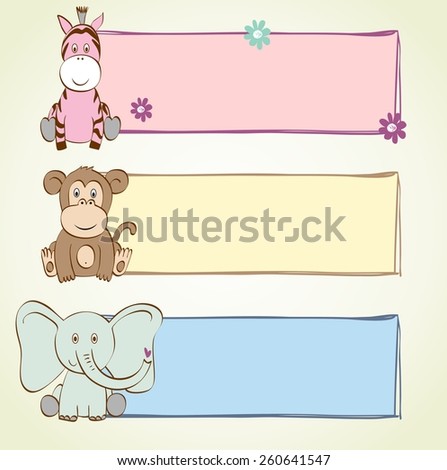 hand drawn baby banners with cartoon animals