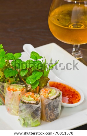 Meat and Vegetable rice paper rolls